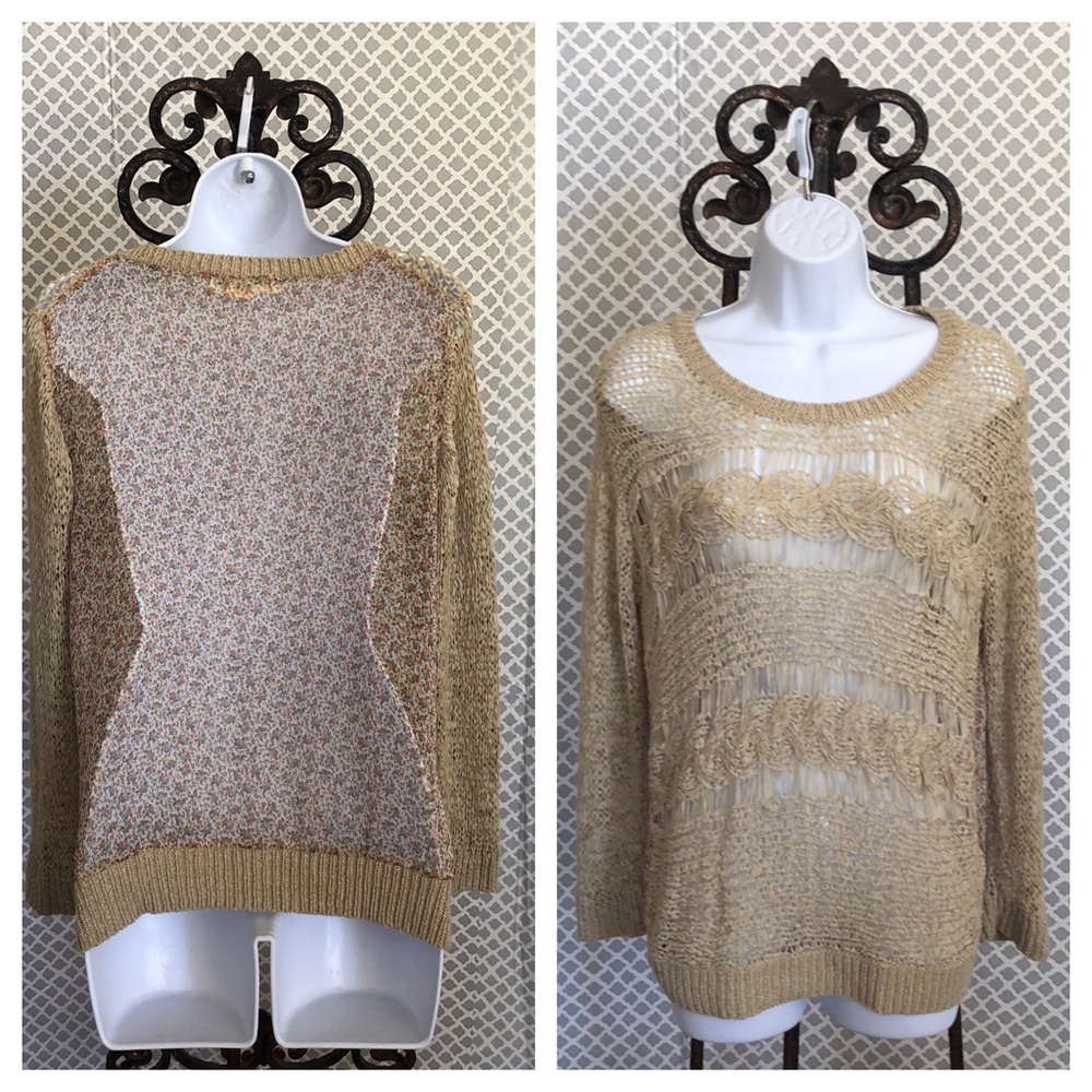 Staring at Stars knit floral sheer back sweater women’s‎ size M